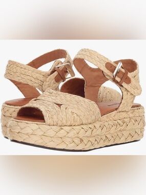 Robert Clergerie Raffia Platform Espadrille Sandals EU 37 Natural made in France